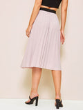 Elastic Waist Pleated Skirt