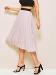 Elastic Waist Pleated Skirt