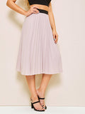 Elastic Waist Pleated Skirt