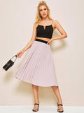 Elastic Waist Pleated Skirt