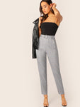 Buckle Belted Zip Front Glen Pants