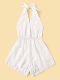 Tiered Layer Shirred Halter Romper