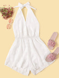 Tiered Layer Shirred Halter Romper