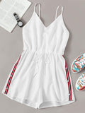 Contrast Taped Side Drawstring Romper