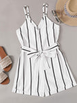 Striped Belted Playsuit