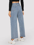 Stitch Detail Wide Leg Jeans