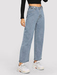 Button Wide-leg Jeans