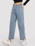 Stitch Detail Wide Leg Jeans