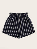 Plus Striped Frill Waist Shorts