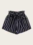 Plus Striped Frill Waist Shorts