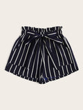 Plus Striped Frill Waist Shorts