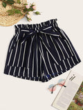 Plus Striped Frill Waist Shorts