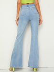 Bleach Wash Flare Leg Jeans