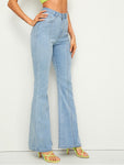 Bleach Wash Flare Leg Jeans