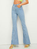 Bleach Wash Flare Leg Jeans