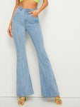 Bleach Wash Flare Leg Jeans