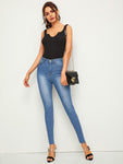 Bleach Wash High Waist Skinny Jeans