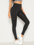 Solid Wide Waistband Stitch Leggings