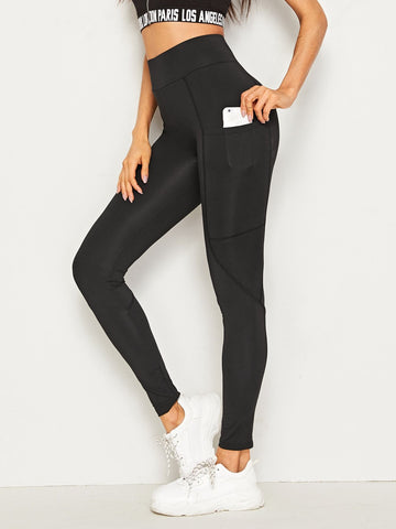 Solid Wide Waistband Stitch Leggings