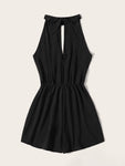 Drawstring Waist Cut Out Tie Back Romper