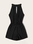 Drawstring Waist Cut Out Tie Back Romper