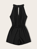 Drawstring Waist Cut Out Tie Back Romper