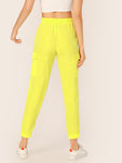 Neon Yellow Pocket Patched Pants