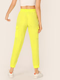 Neon Yellow Pocket Patched Pants