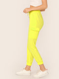 Neon Yellow Pocket Patched Pants