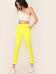 Neon Yellow Pocket Patched Pants