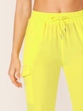 Neon Yellow Pocket Patched Pants