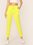 Neon Yellow Pocket Patched Pants