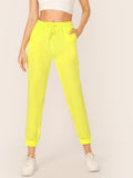 Neon Yellow Pocket Patched Pants