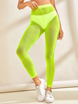 Neon Lime Sheer Leggings Without Pantie