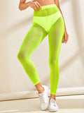 Neon Lime Sheer Leggings Without Pantie