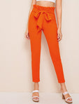 Paperbag Waist Skinny Pants With Belt