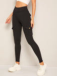 Flap Pockets Skinny Cargo Leggings