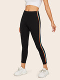 Tuxedo Rainbow Stripe Side Leggings