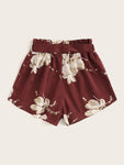 Floral Print Self Tie Shorts