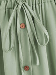 Drawstring Waist Button Front Skirt