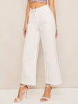 Raw Hem Wide Leg Jeans