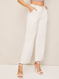 Raw Hem Wide Leg Jeans