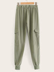 Pocket Side Drawstring Waist Cargo Pants