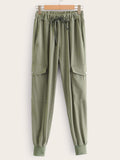 Pocket Side Drawstring Waist Cargo Pants