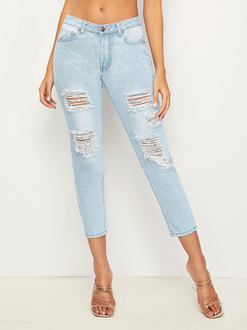 Distressed Wash Jeans