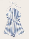 Tie Back Striped Romper