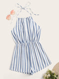 Tie Back Striped Romper