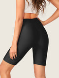 Solid Wide Waistband Cycling Shorts