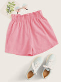 Frilled Elastic Waist Paperbag Shorts