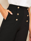 Solid Double Button Tailored Pants